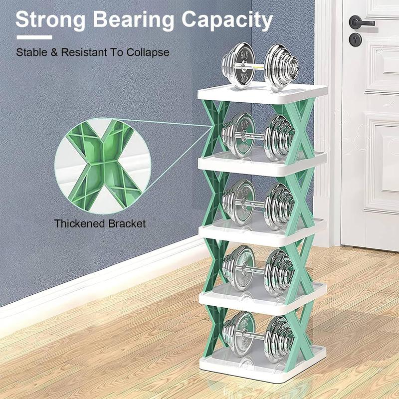 9-Tier Stackable Shoe Rack Organizer, Plastic Shoe Shelf for Closet & Entryway, Space-Saving Home Storage，Blue and Green，Christmas Gift