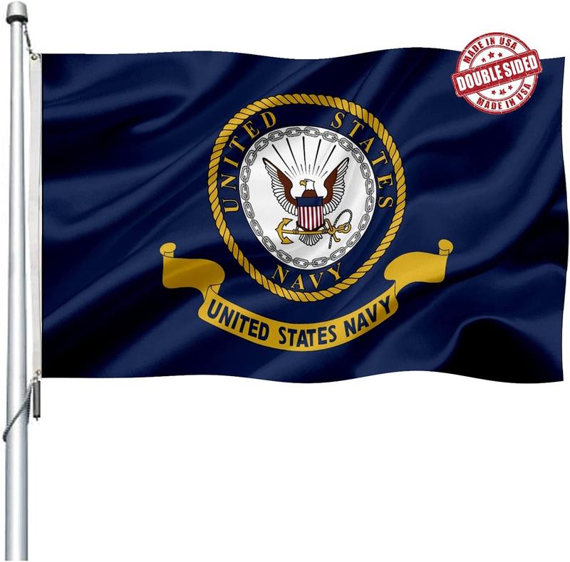 FATIMA US Navy Emblem Flag Double Sided 3x5 Outdoor- Heavy Duty Navy Naval Military Flags -United State Navy Flags Banner with 2 Brass Grommets 4 Rows Stitche -F28