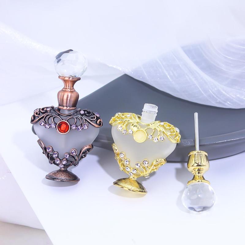 Vintage Jewelled Rhinestone Decorated Perfume Bottle, 1 Count Refillable Portable Reusable Decorative Perfume Bottle, Travel Fragrance Dispenser Bottle