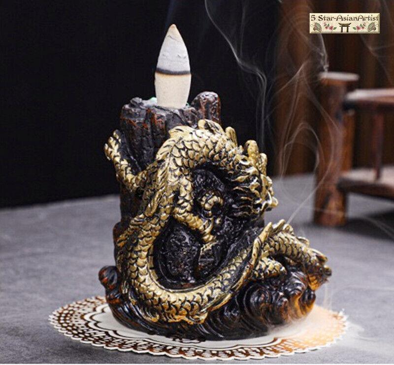 Backflow Waterfall Incense Burner Holder Dragon Mountain Waterfall & 20 Cones Gift Free Decoration Aroma Freshener Fragrance