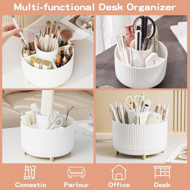 360° Rotate Makeup Brush Holder Organizer, Makeup Organizers Countertop, Makeup organization and Skincare Storage for Vanity, Desktop,Bathroom (White)