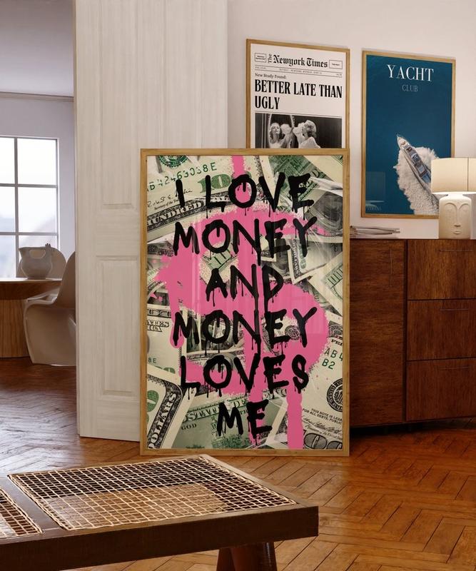 Money Poster Sugar Daddy Print Luxury Apartment Decor Preppy Money Quote Pink Fashion Wall Art I Love Money Graffiti Poster