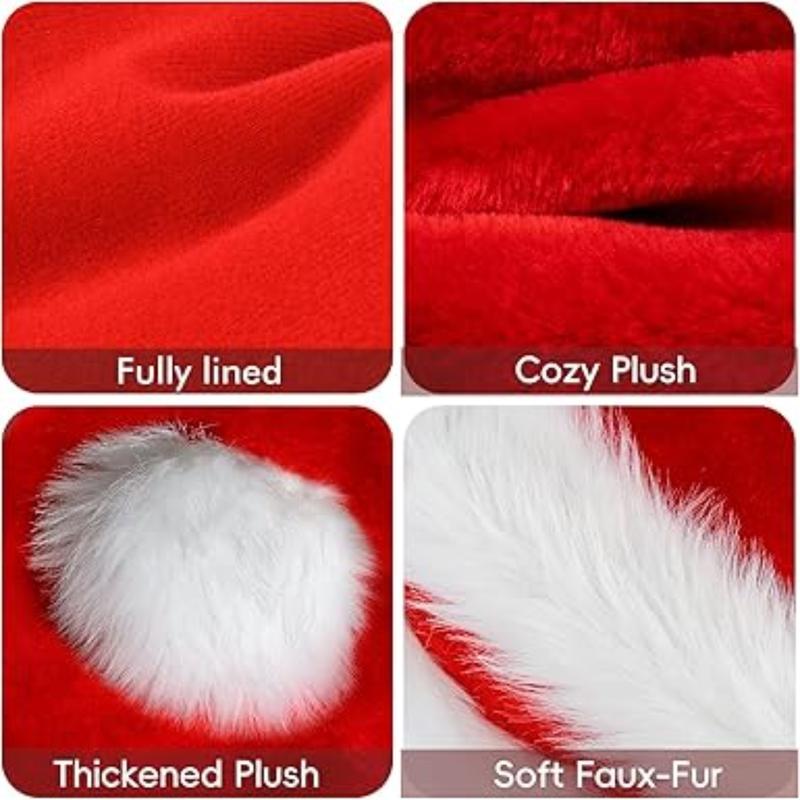 Santa Hat Christmas Hats for Adults Kids Baby, Xmas Holiday Hat, Classic Santa Claus Hat for New Year Party