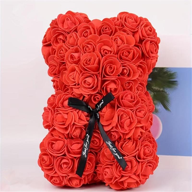 Artificial Rose Bear Design Bouquet, 1 Count Cute Bear Design Fake Flower Bouquet, Decoration Supplies for Home Party Wedding Anniversary Festival