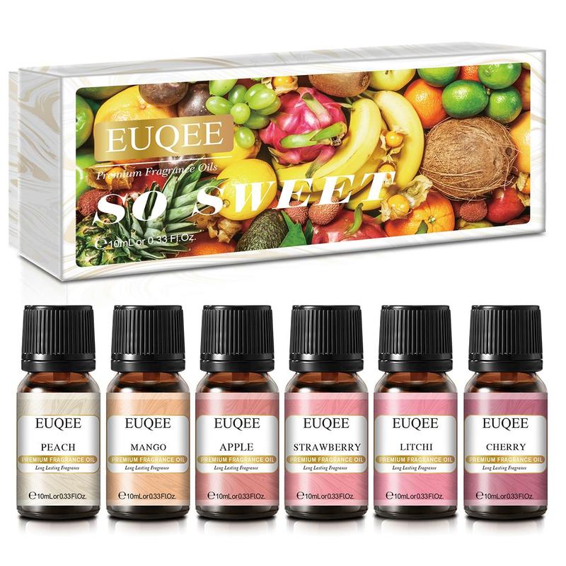 Fruit Flavors Essential Oil Set, 6 Coounts 10ml Scented Oils for Diffusers Humidifier, Aromatherapy Perfume for Home & Spa Use, Gift Set