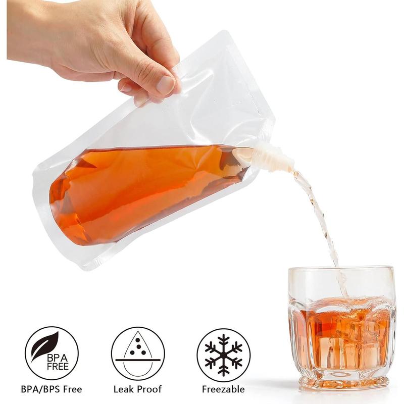 20 count Liquor Flasks Cruise Pouch Reusable Sneak Travel Drinking Alcohol Flask Concealable Plastic Flasks bags with Funnel