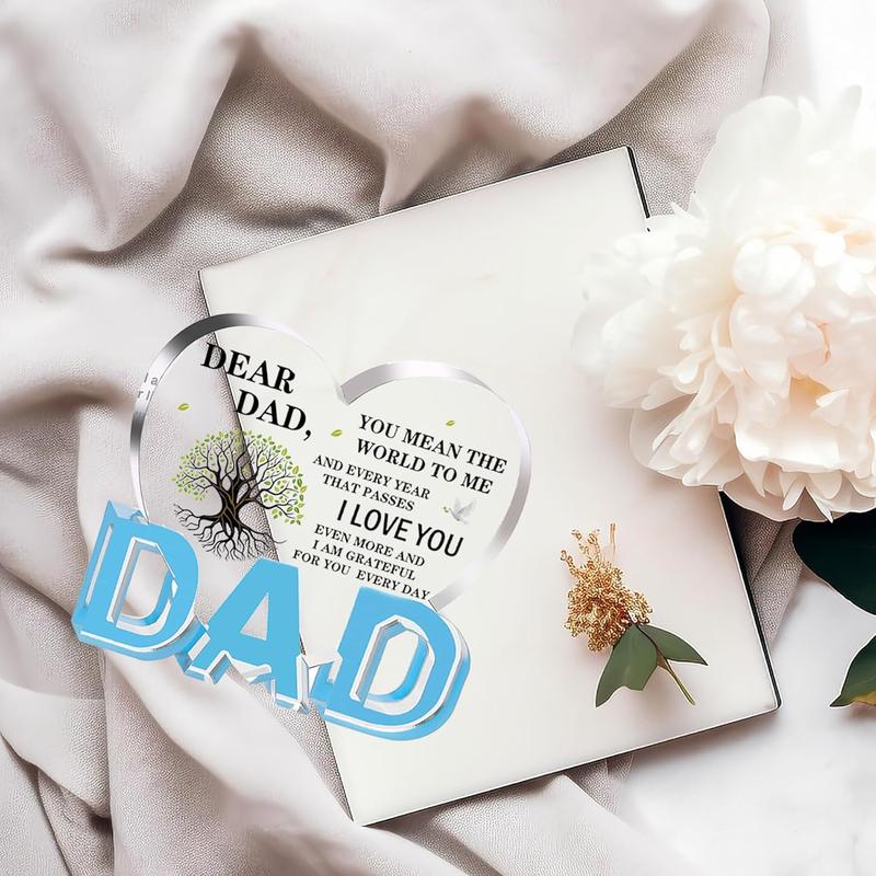 Fathers Day Dad Gifts, Gifts for Dad - Acrylic Heart Plaque Dad Gifts 3.9 × 3.7 × 0.4inch, Dad Birthday Gift, Christmas Gifts for Dad, Gifts for Dads Birthday, Dad Gifts from Daughter