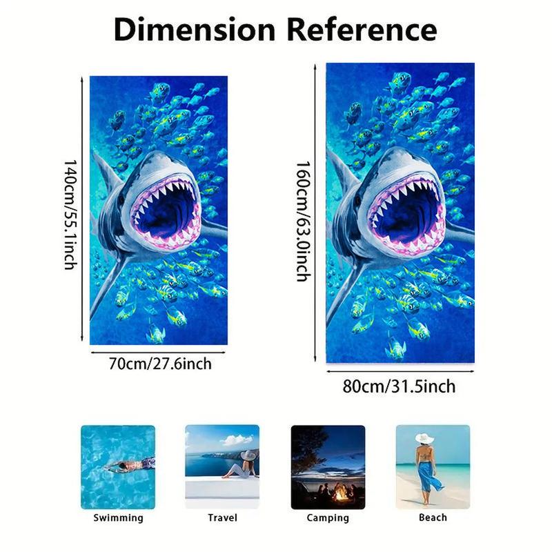 Shark Pattern Beach Towel, Beach Blanket, Mat, Quick Drying Swim Towel, Soft Comfortable Bath Towel for Men & Women, Travel Towel for Swimming Pool, Outdoor Camping, Beach Trip, Travel Essentials, Gifts