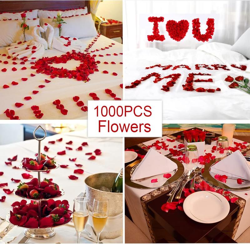 Christmas gift Valentine's Day Balloon Decor Set - 49 Pcs 'I Love You' & Heart Balloons with Teddy Bear 1000 Silk Rose Petals Romantic Decorations