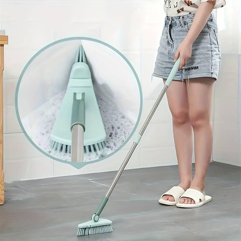 Long-Handled Scrub Brush for Bathroom & Kitchen - 37.4” Tile & Tub Cleaner Cleaning Scrubber