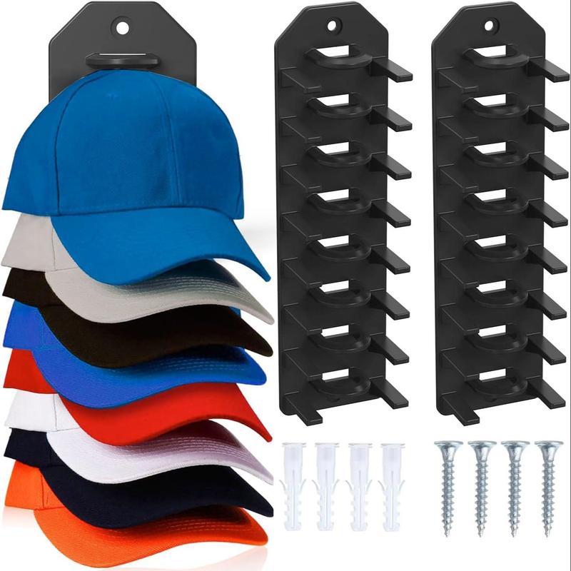 Wall Mounted Hat Storage Rack, 2 Counts Multi-layer Hat Display Rack with Screws & Anchors, Hat Organizer for Baseball Caps, Home Organizer for Door Closet Bedroom