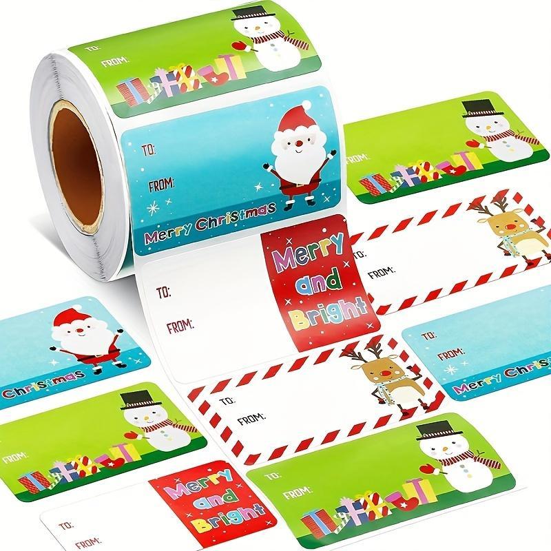 Christmas Gift Label Sticker, 1 Roll Self Adhesive Gift Wrapping Sticker, Gift Decoration Sticker for Christmas Party