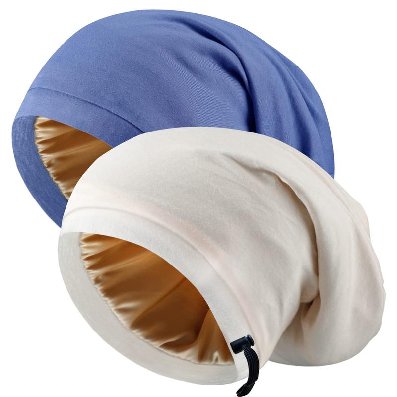 Adjustable Silk Satin Bonnet Hair Wrap for Sleeping - 2 Pcs for Women and Men - Shower