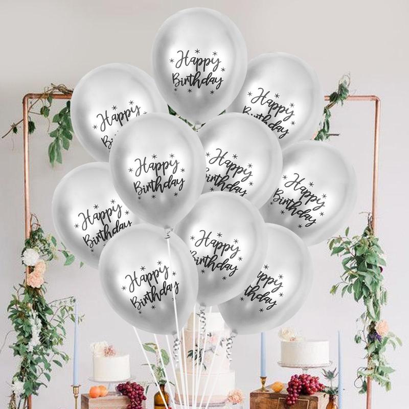 10pcs Happy Birthday Letter Pattern Balloon with Tape, Balloon for Birthday Party Decoration