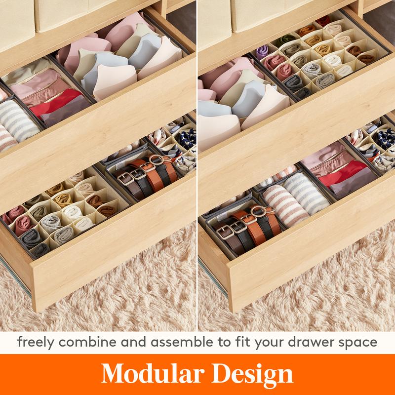 Lifewit Closet Underwear Drawer Organizer Divider,Fabric Foldable Dresser Organizers and Storage Bins for Storing Lingerie, Bra, Undies