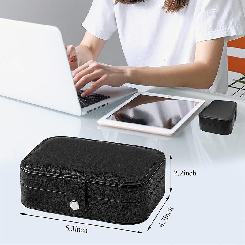 Compact Travel Jewelry Box, Elegant PU Leather Organizer for Women and Girls. This Portable Mini Case is Perfect for Storing and Displaying Stud Earrings, Rings, Necklaces, and Bracelets while on the go