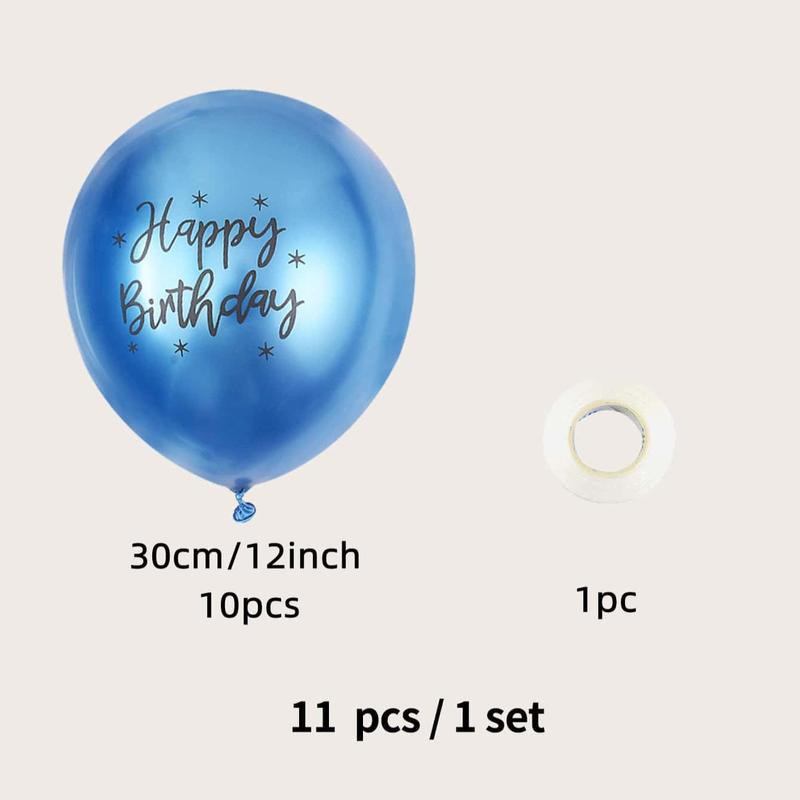 10pcs Happy Birthday Letter Pattern Balloon with Tape, Balloon for Birthday Party Decoration