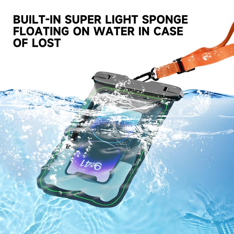 Floating Waterproof Phone Pouch, Anti-sinking Waterproof Phone Case for iPhone 15 14 13 12 Pro Max, IPX8 Cellphone Dry Bag Beach Cruise Ship Essentials - 9 inches