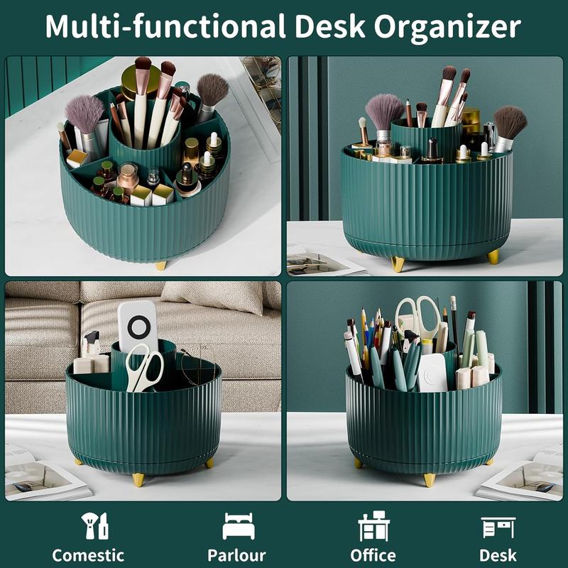 360 Rotate Makeup Brush Holder Organizer, Makeup Organizers Countertop, Makeup organization and Skincare Storage for Vanity, Desktop, Bathroom (Green)