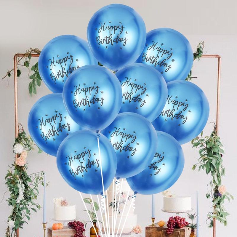 10pcs Happy Birthday Letter Pattern Balloon with Tape, Balloon for Birthday Party Decoration