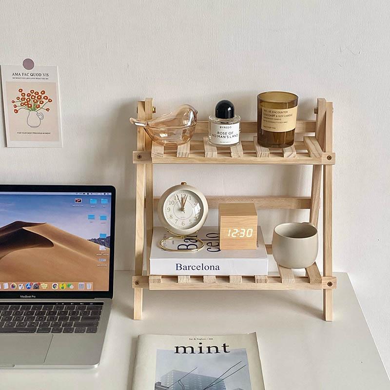 Wooden Desktop   Organizing Storage Rack, 1 Count Double Layer Desk Organizer, Desk Storage Shelf for Home Office, Summer Essentials, Desk Accessories, Home Decor Shelf, Room Accessories, Bedroom Decor, Girls Bedroom Furniture