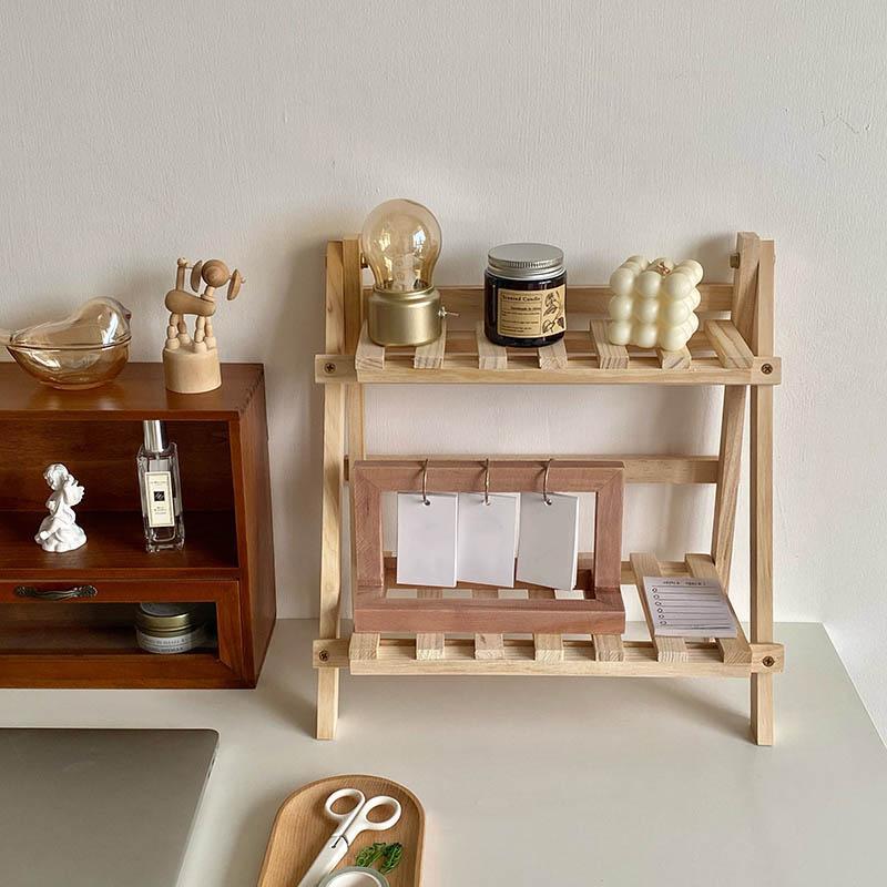 Wooden Desktop   Organizing Storage Rack, 1 Count Double Layer Desk Organizer, Desk Storage Shelf for Home Office, Summer Essentials, Desk Accessories, Home Decor Shelf, Room Accessories, Bedroom Decor, Girls Bedroom Furniture