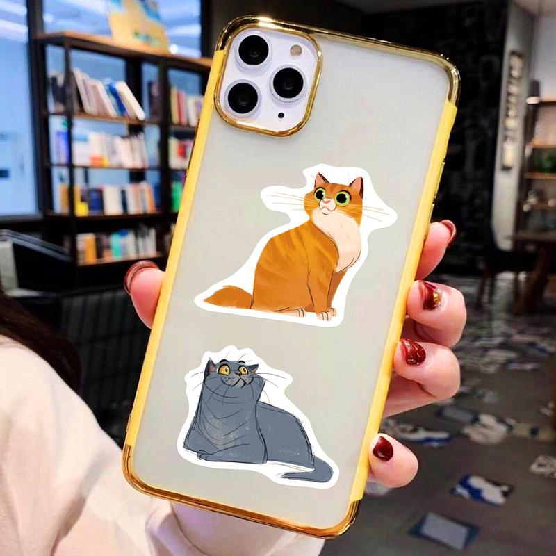 Cute Cat Pattern Skateboard Decorative Sticker, 50pcs Self Adhesive Decorative Stickers for Gift Bags Greeting Cards Gift Wrapping, Water Bottle