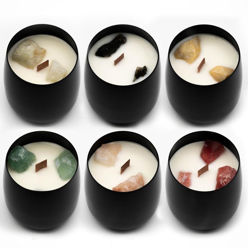 12pcs Gift Set, 60 Oz Wax, Healing Crystal Candles Gift Set For Women Men, Gift For Wife, Sisters, Mom, Nurse, Employee, Christmas Gift, Thanksgiving Gift, Birthday Gift, Sandalwood + Peach + Gardenia + Lemon + Pear + Chamomile Scented Candles Set