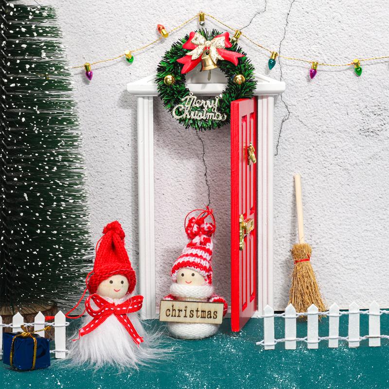 22 Pcs Christmas Elf Door Girl Fairy Doors Decorations Door Enchanted Fairy Doors Outdoor Xmas Decor for Child Xmas Accessories Fairy Tale