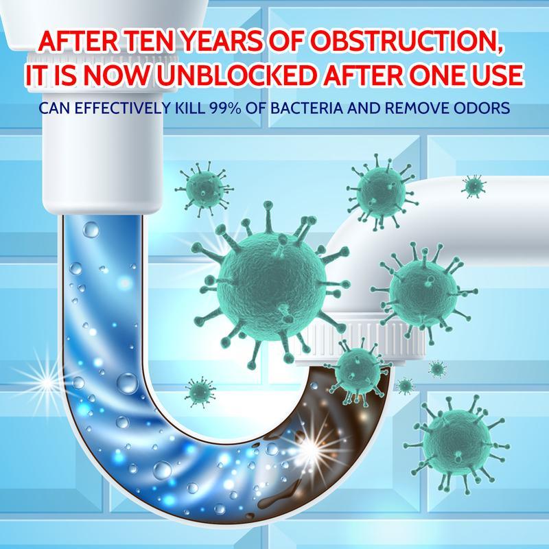 Powerful Pipe Dredging Agent for Kitchen and Toilet Pipelines - Dissolves 200+ Blockages and Kills 99% of Bacteria