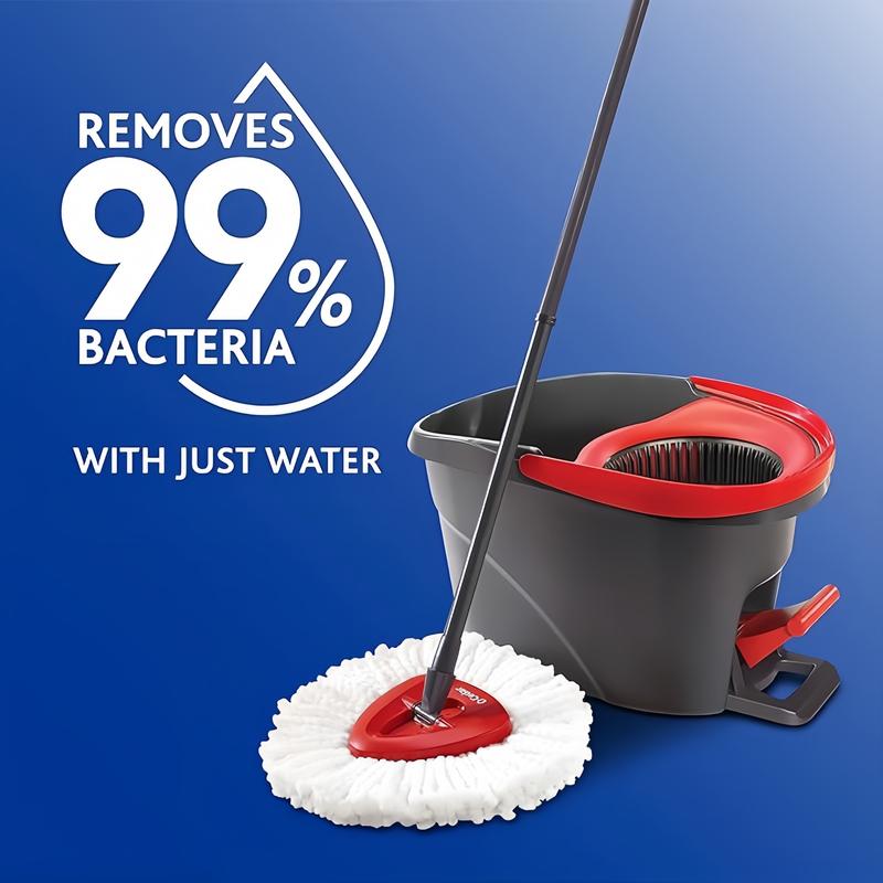 Superfiber Rotary mop, Bucket floor cleaning system, red, gray, standard Adjustable Mop EasyWring Spin