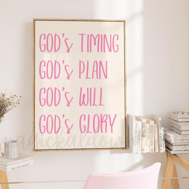 Preppy Pink Christian Printable Wall Art, Bible Verse Scripture Dorm Room Wall Art, Pink Wall Decor, Poster for home