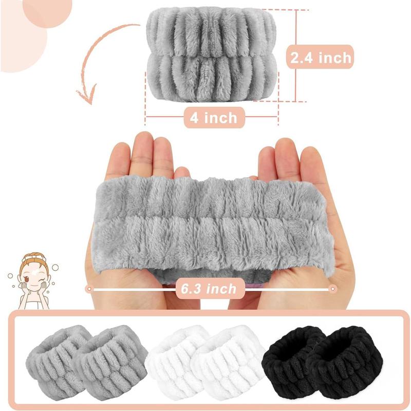 Women's Wrist Towels for Washing Face, Microfiber Spa Wash Band, Washing Wristbands, Absorbent Sweatband Girls Prevent Water from Spilling Down Your Arms 6PCS Set