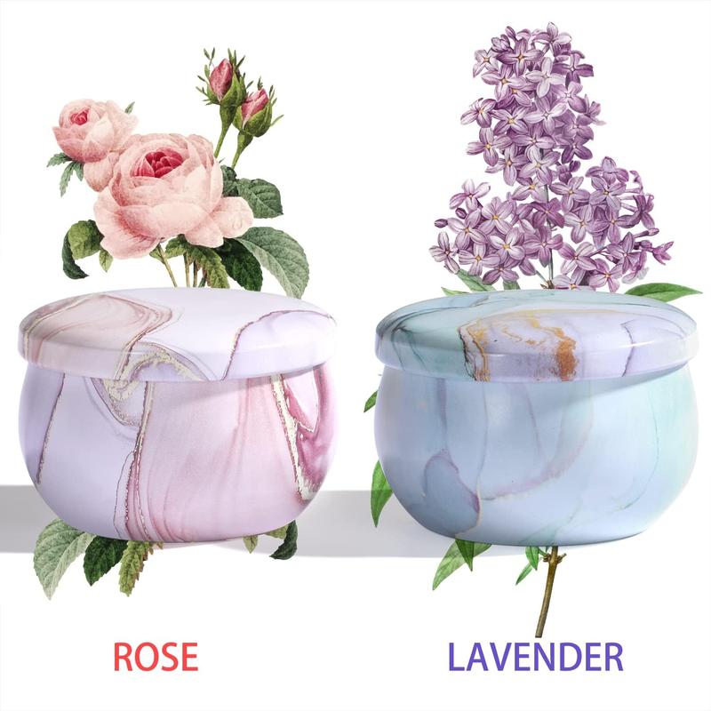 Candles Gift, 2×2.1 oz Aromatherapy Candles for Home Scented, Soy Wax Candles with Lavender Vanilla Fresh Cut Roses, Portable Small Jar Candles Set for Travel, Spa, Bath, Yoga, Home Decor Tin Candle Fragrance Decoration