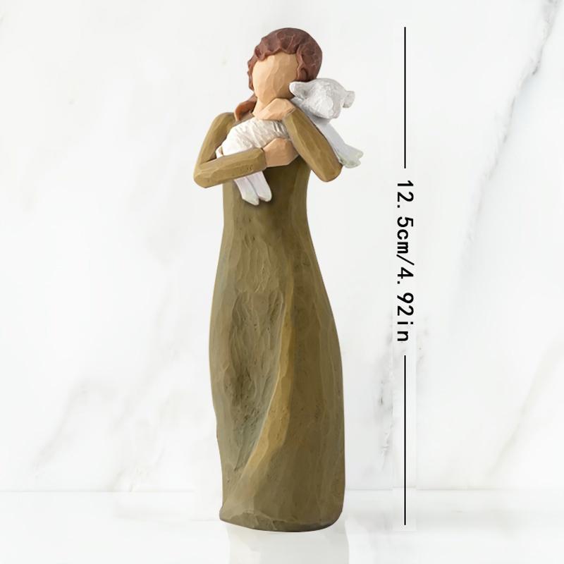 Shepherd Girl Figurine, 1 Count Retro Sculpture Style Girl Ornament, Desktop Decoration for Dining Room, Study, Bedroom, Holiday Gifts