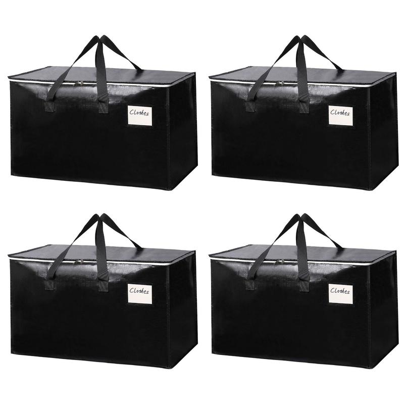 Moving Bag, 4 Counts set Large Capacity Storage Bag with Handle & Zipper, Moving Storage Bag for Home & Office, Home Supplies