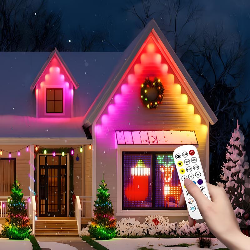 Permanent Outdoor Lights, RGB Outdoor Christmas Lights with 30 60 LED Lights, Waterproof LED Eaves Lights with DIY Scene Modes for Halloween Decor, Smart APP & Remote Control