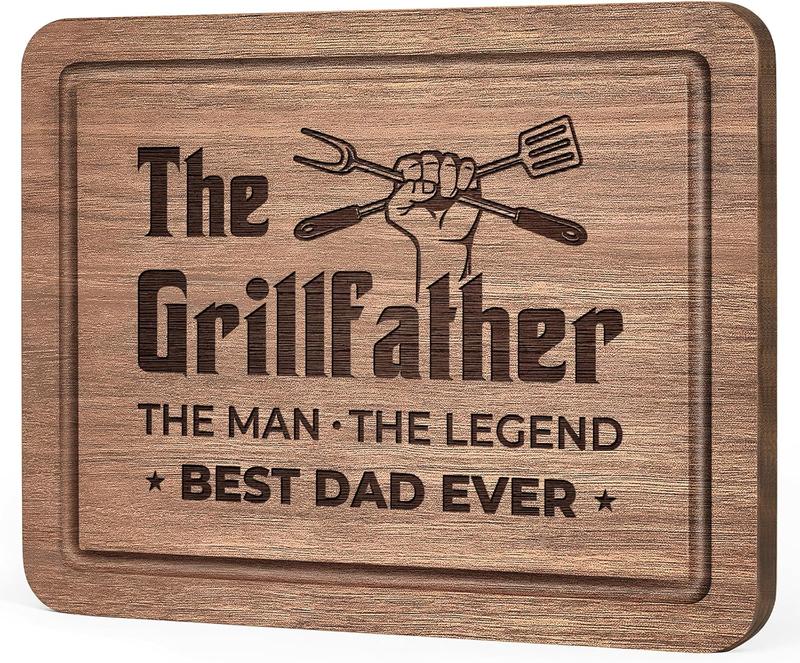 Gifts for Dad Christmas, The Grillfather Wood  Board, Dad Birthday Gifts, Gifts for Dad from Daughter Son, Cool Grill Gifts for BBQ Masters,  Dad Ever Gifts for Thanksgiving Fathers Day