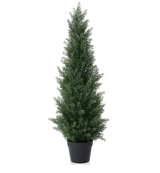 Artificial Cedar Tree 3 ft Outdoor Artificial Topiary Cedar Plants Fake Tree UV Rated Potted Tree for Porch Decor Faux Pine Tree for Perfect Housewarming Gift 1Pack