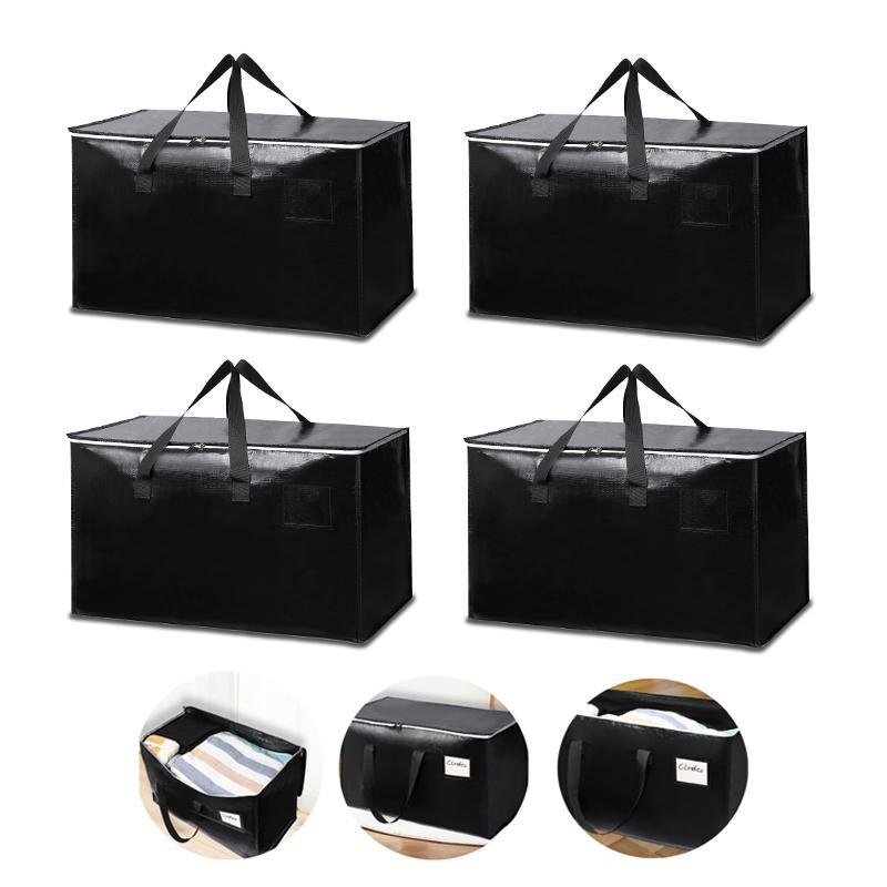 Moving Bag, 4 Counts set Large Capacity Storage Bag with Handle & Zipper, Moving Storage Bag for Home & Office, Home Supplies