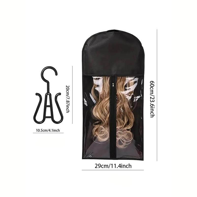 4PCS Wig Storage Bag With Hook Wig Storage Hanger Zipper Transparent Dustproof Wig Storage Bag, Hair Extension Holder Wig Bag Wig Storage For Multiple Wigs Holder Hair Extension Hanger Wig Tool Wigs Accessories For Salon & Home Use