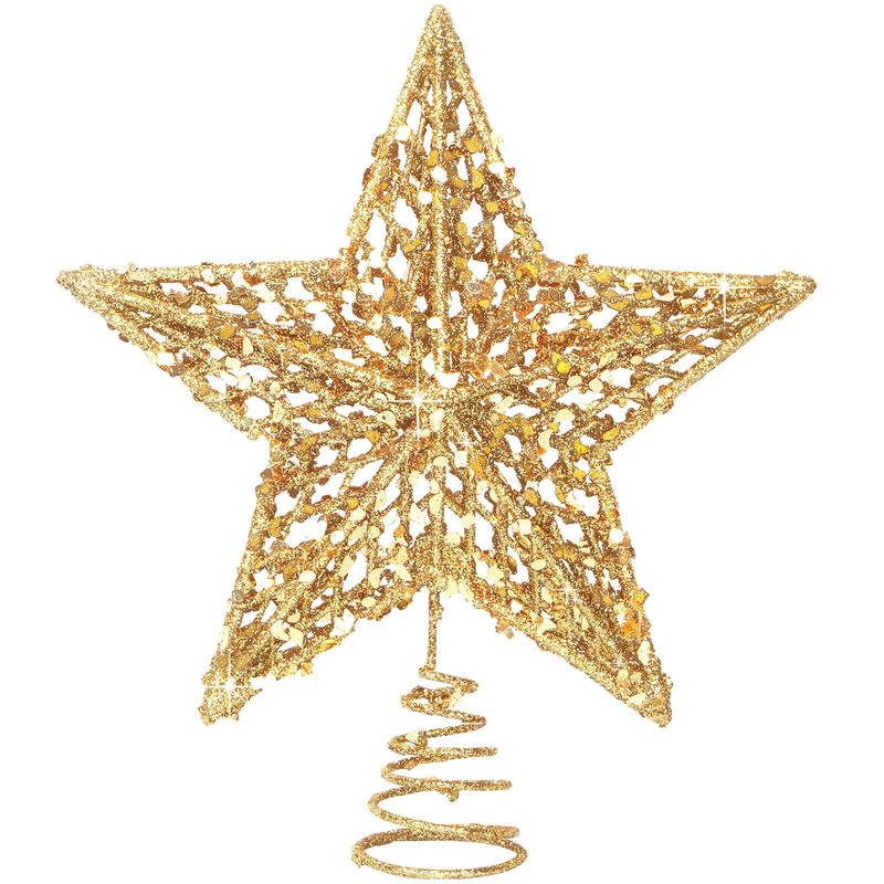 Glitter Star Shaped Christmas Tree Topper, 1 Count Exquisite Elegant Christmas Tree Topper Ornament, Festive & Party Supplies for Home Party Decoration