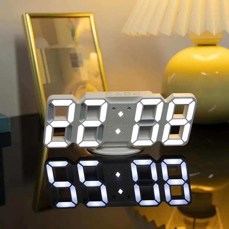 3D LED Alarm Clock, 1 Count Modern Multifunctional Electronic Clock, Home Decor Clock for Bedroom, Living Room (Batteries Not Included)