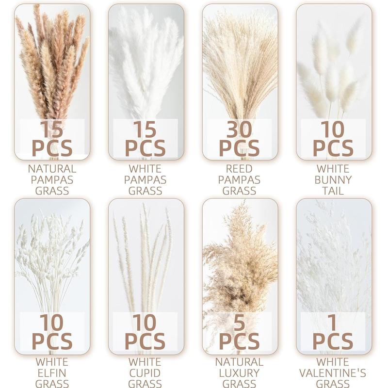 96 Natural Dried Pampas Grass Boho Home Decor Bouquet Phragmites Dried Flowers Bouquet for Wedding Floral Arrangements Home Decorations