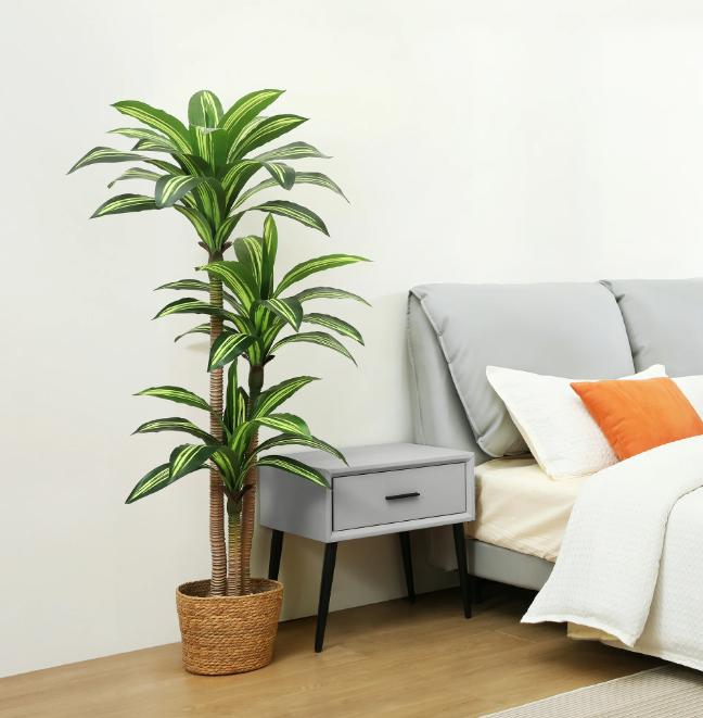 Artificial Plants, 5ft Dracaena Tree Faux Plants Indoor Outdoor Decor Fake Tree in Pot Silk Plants for Home Decor Office Living Room Porch Patio Perfect Housewarming Gift