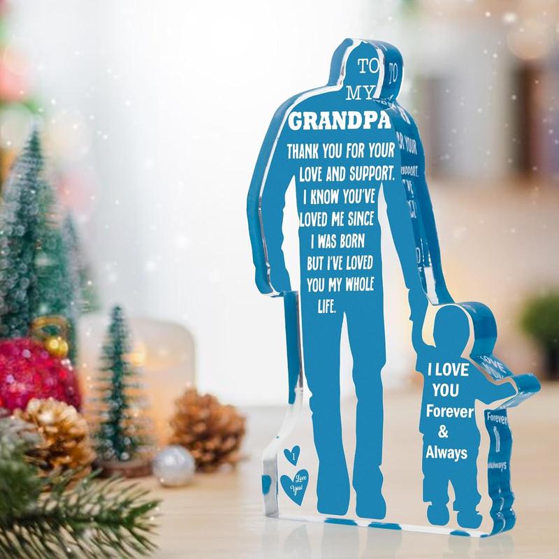 Grandpa Gift from Grandson, Granddaughter, Christmas Gifts for Granddad, Grandfather Birthday Gifts Idea from Grandson Best Grandpa Ever Gifts to My Grandpa Father's Day Gifts Acrylic Plaque Sign 5.1x3.2in