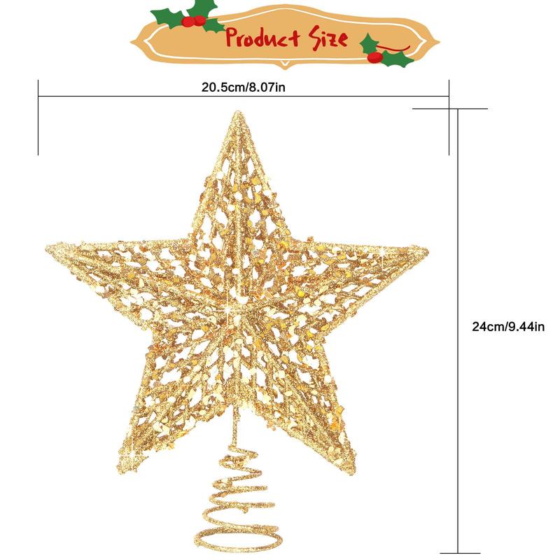 Glitter Star Shaped Christmas Tree Topper, 1 Count Exquisite Elegant Christmas Tree Topper Ornament, Festive & Party Supplies for Home Party Decoration