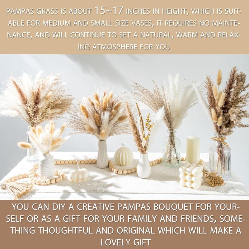 96 Natural Dried Pampas Grass Boho Home Decor Bouquet Phragmites Dried Flowers Bouquet for Wedding Floral Arrangements Home Decorations