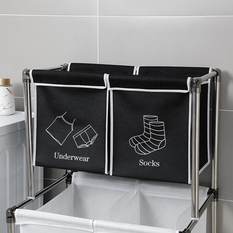 Double Layer Vertical Laundry Sorter with Wheels, Divided Dirty Clothes Laundry Hamper Vertical Laundry Organizer with 4 Grids Large Clothes Storage Organizer for Laundryroom Bedroom Bathroom, Waterproof Laundry Basket, Stocking Stuffers for Men and Women