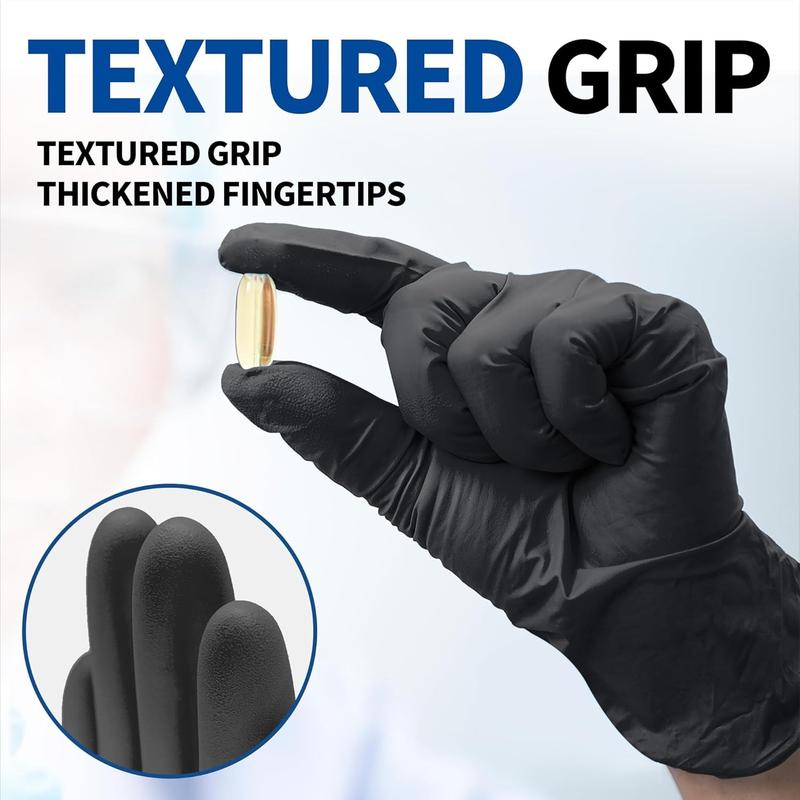 100 200PCS Black Nitrile Gloves - Powder-Free, Latex-Free, Disposable, Ideal for Home Kitchen Cleaning